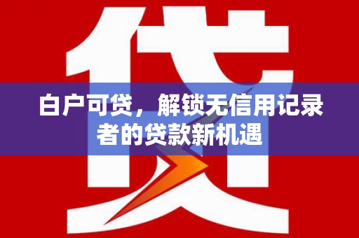 士林白户可贷，解锁无信用记录者的贷款新机遇