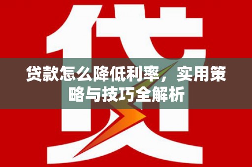 乐东贷款怎么降低利率，实用策略与技巧全解析