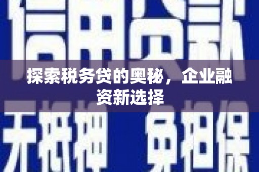 离石探索税务贷的奥秘，企业融资新选择