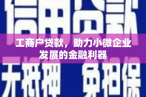 富民工商户贷款，助力小微企业发展的金融利器