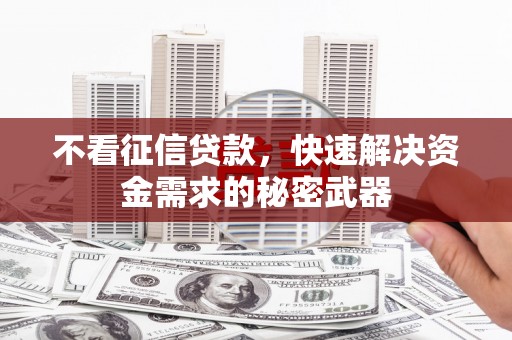铁山不看征信贷款，快速解决资金需求的秘密武器
