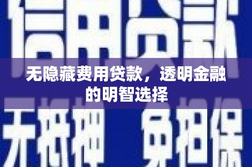 大观无隐藏费用贷款，透明金融的明智选择